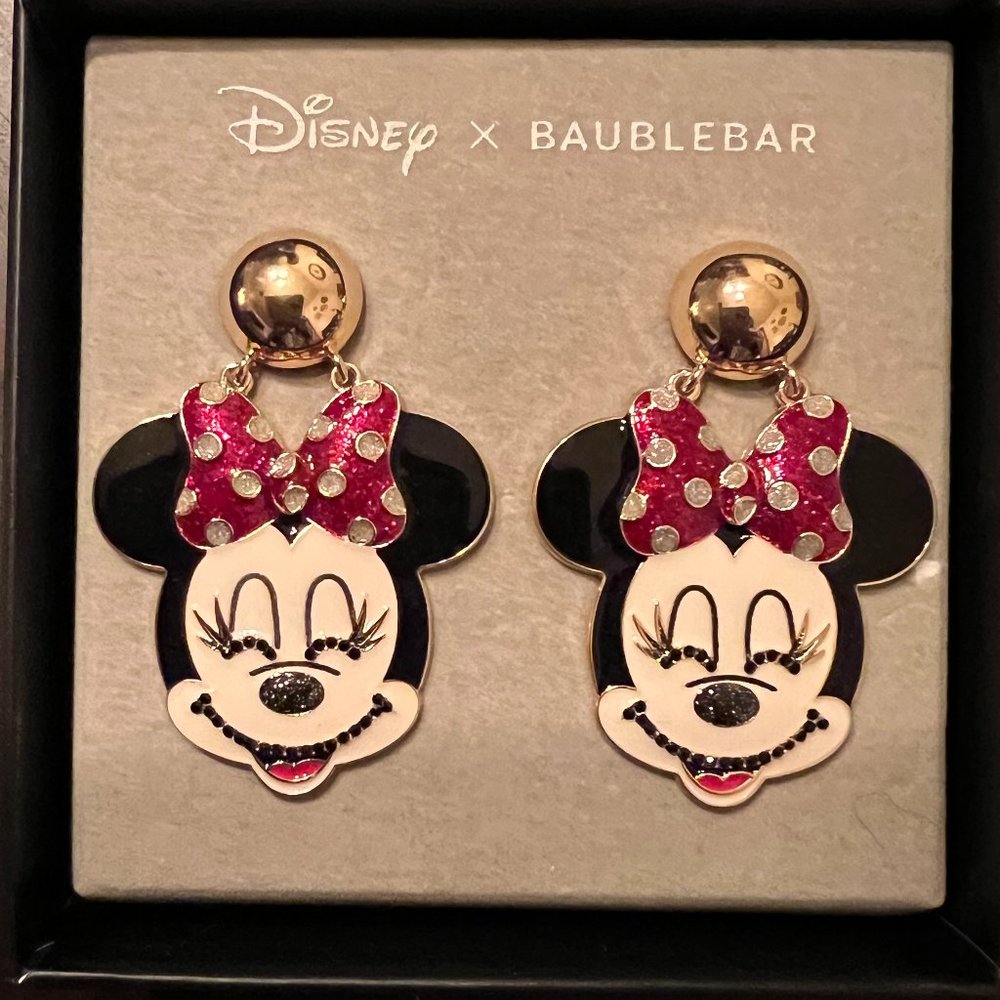 DISNEY X BAUBLEBAR MINNIE MOUSE POLKA DOT BOW EARRINGS - NEW